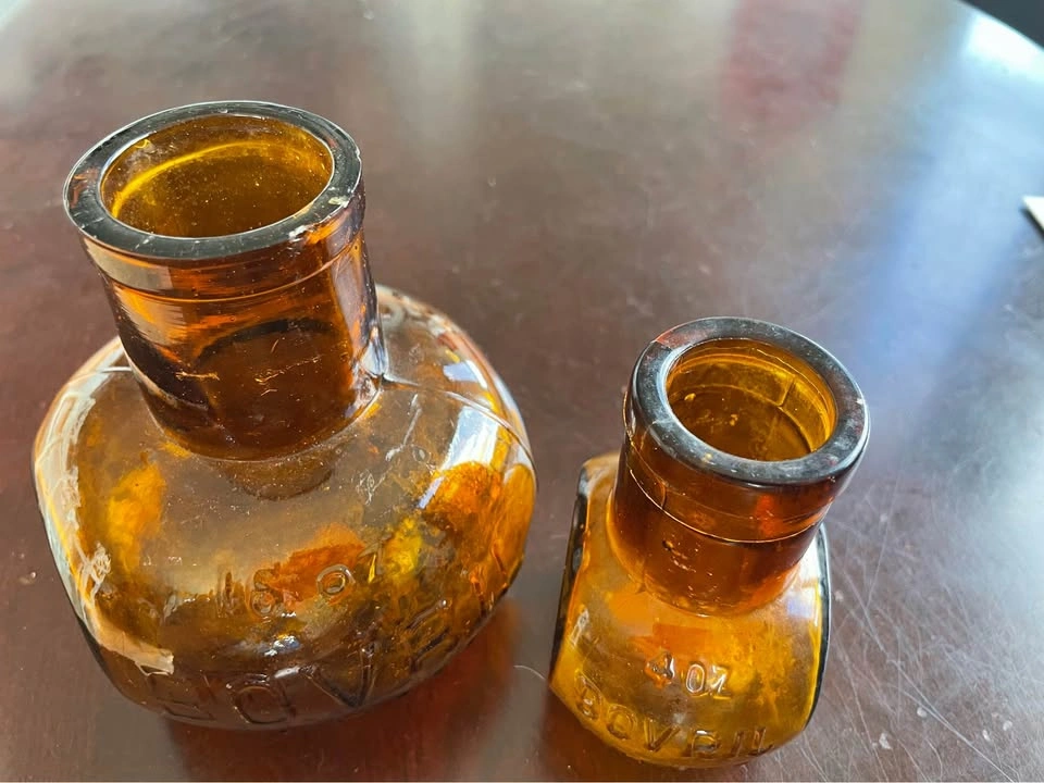 Vintage Amber Glass Bovril Jars – Set of 2 (16oz & 4oz) - photo 3
