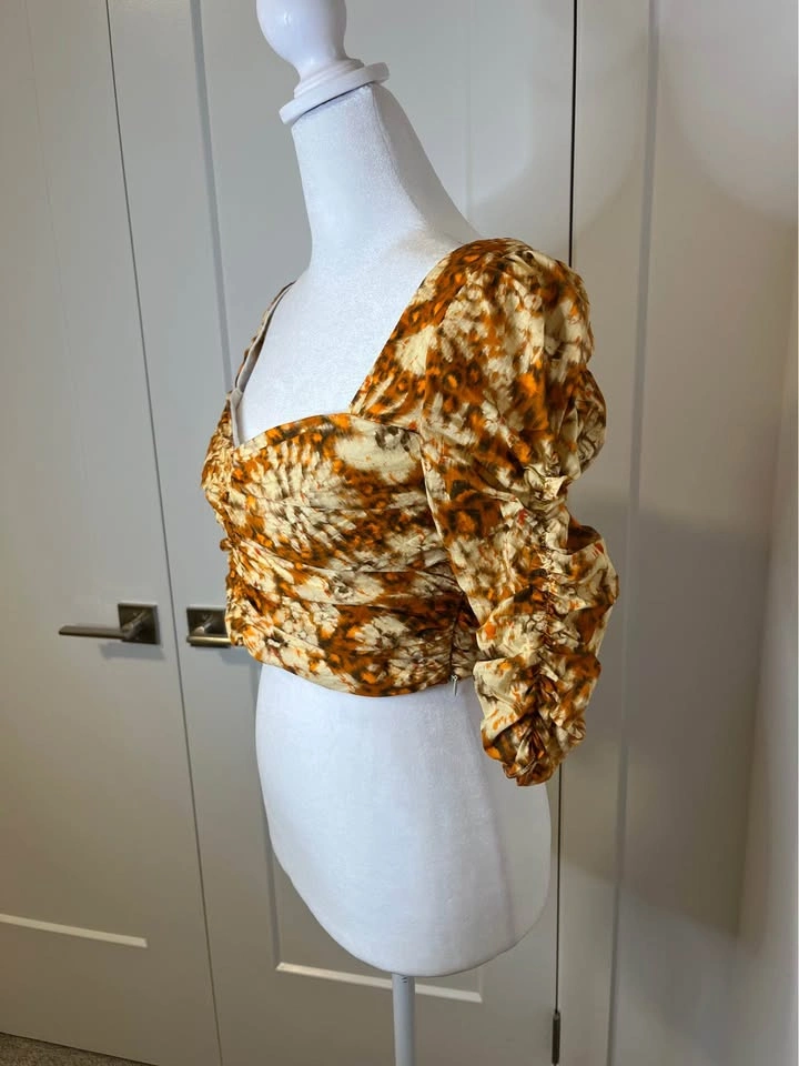 ZARA Ruched Autumn Coloured Crop Top Blouse - photo 3