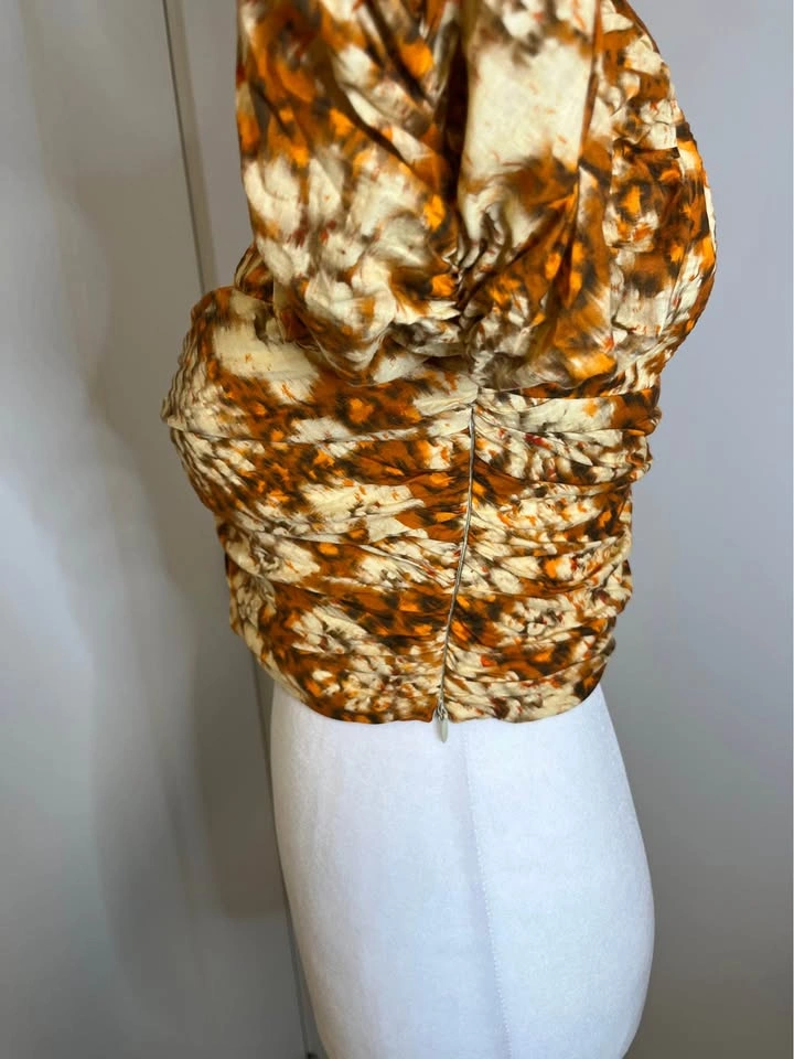 ZARA Ruched Autumn Coloured Crop Top Blouse - photo 5