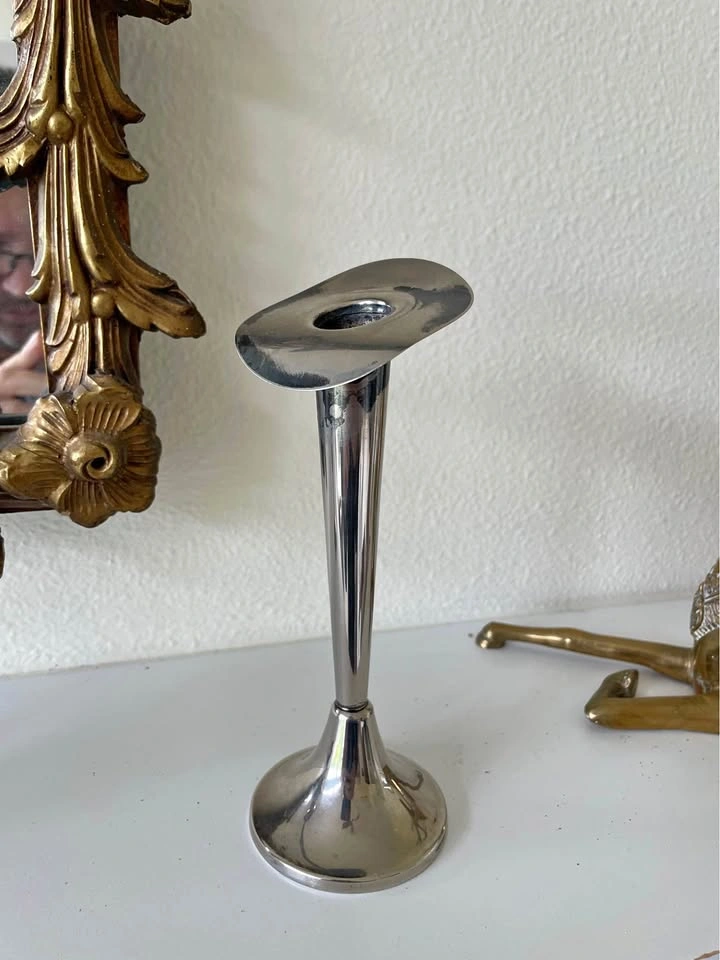 Vintage Mid Century Modernist Silverplate Candlestick