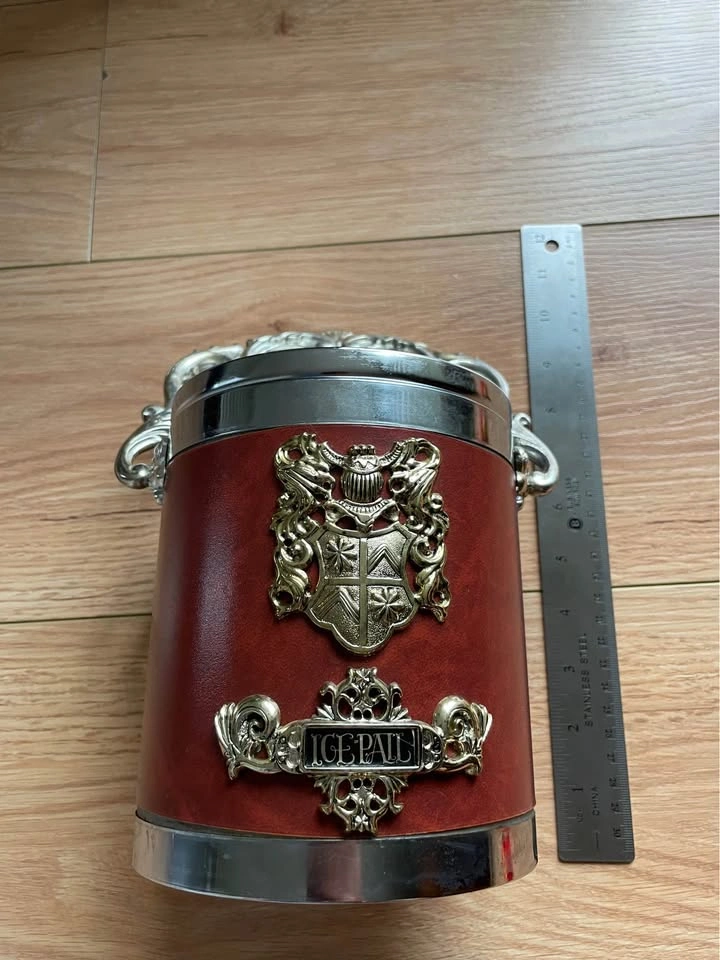 Vintage English “Ice Pail” – Silver-Plate & Faux Leather - photo 4