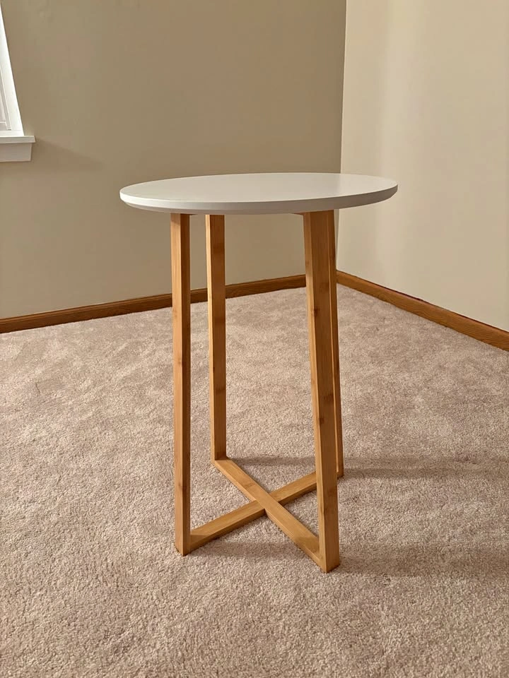 TWO Matching Wood/White Side Tables