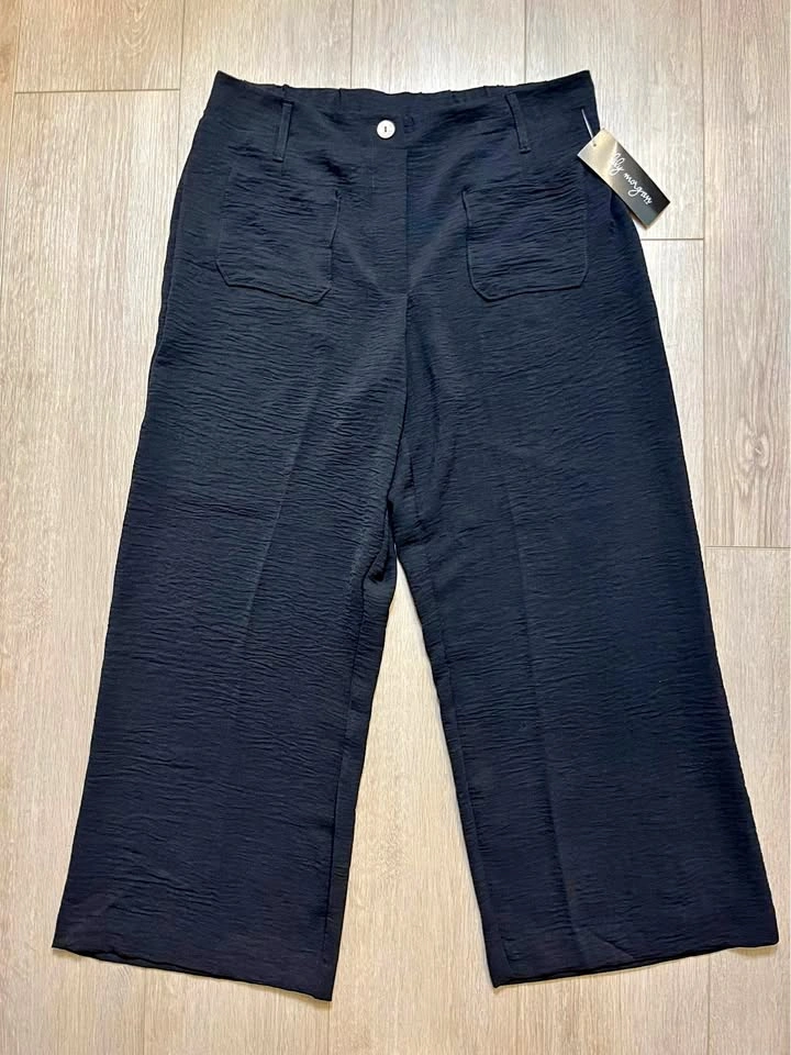 LILY MORGAN Wide Leg Black Slack Pants