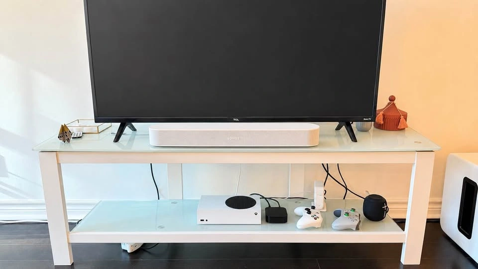 White Glass TV Stand / Media Console – Modern Entertainment Unit - photo 3