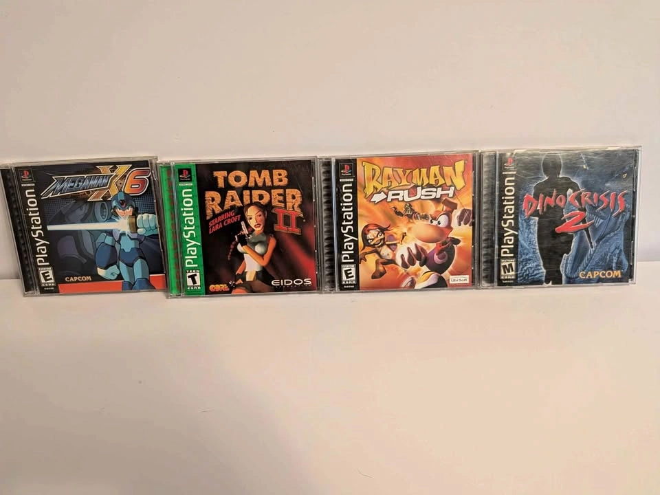 PlayStation 1 Games: Mega Man X6, Tomb Raider II, Rayman, Dino