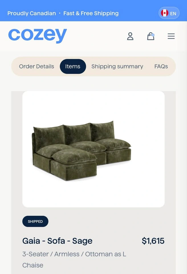 Cozey Gaia Sofa in Sage - photo 4