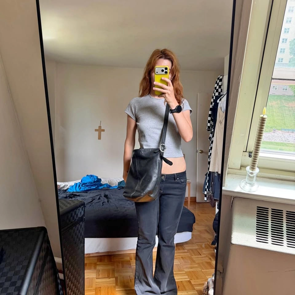 Black leather bag