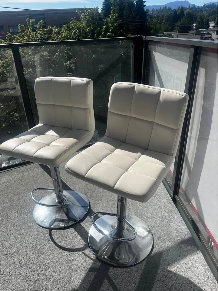 White Adjustable Bar Stools — Set of 2 - photo 4