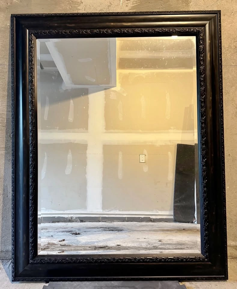 Large Black Ornate Frame Mirror