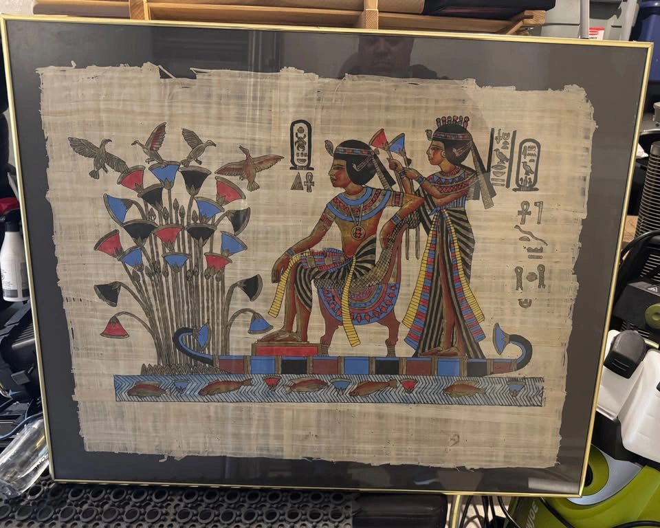 Large Framed Egyptian Papyrus Art