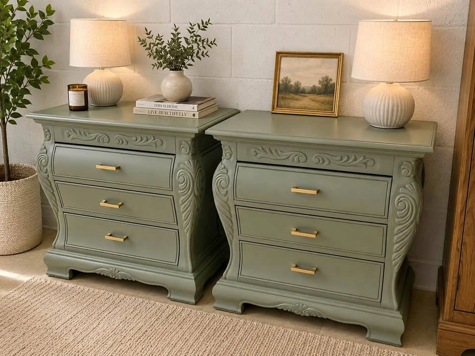 Beautifully Restored Vintage Solid Wood Nightstands, Matching Pa