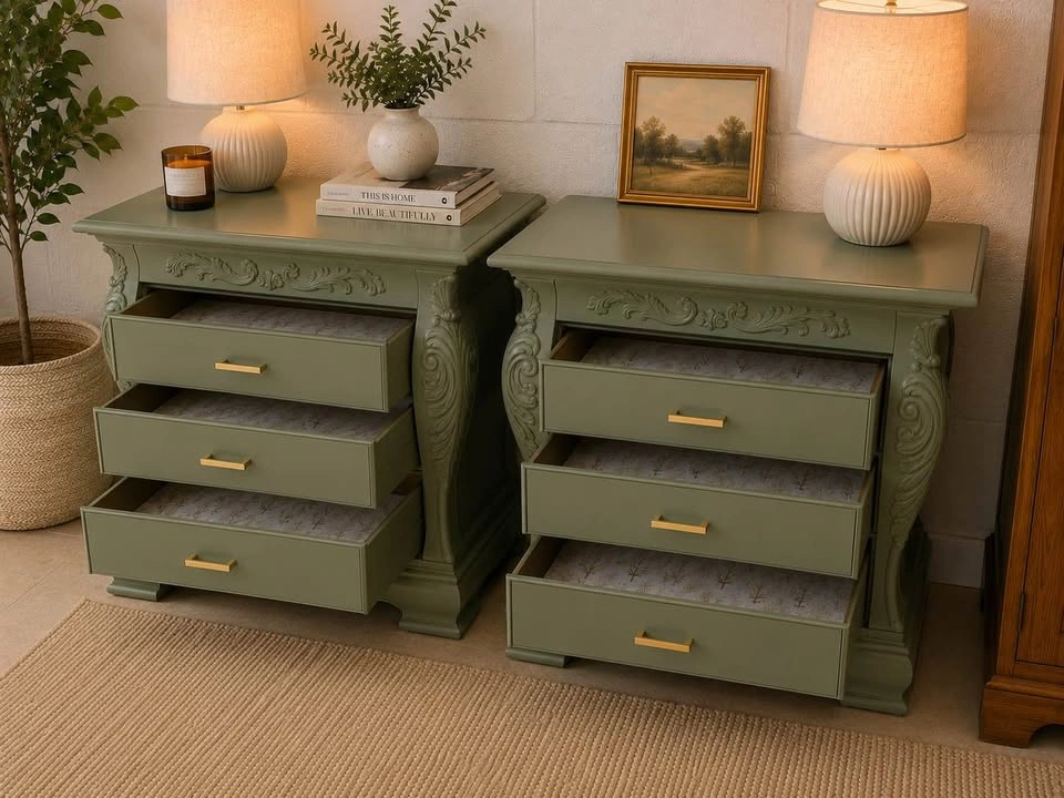 Beautifully Restored Vintage Solid Wood Nightstands, Matching Pa - photo 2