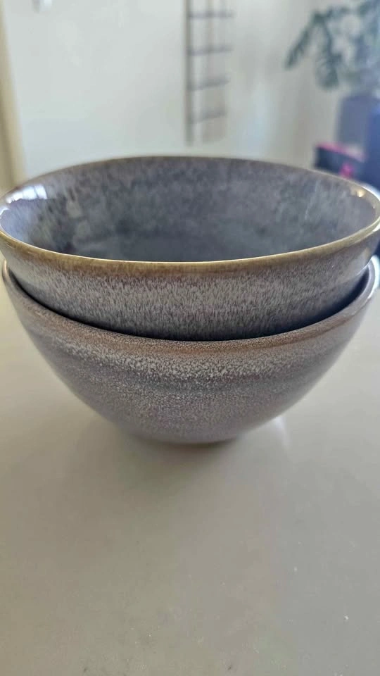 Set of 2 Reactive Glaze Ceramic Bowls