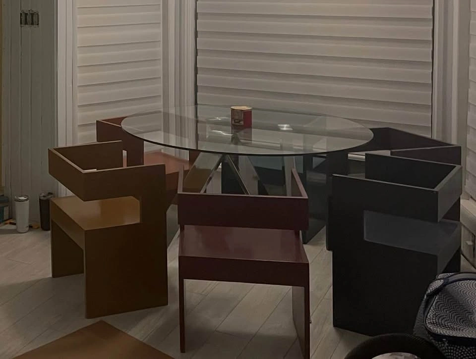 6 WOOD COLOURFUL GEOMETRIC DINING CHAIRS! - photo 2