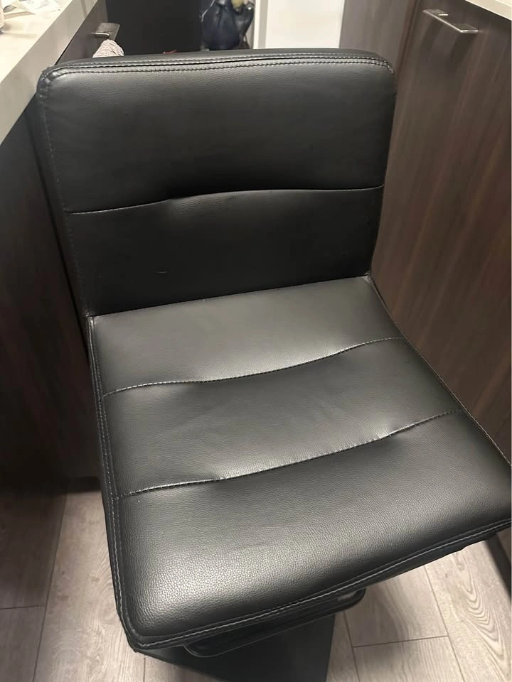 Pair of Black Faux Leather Adjustable Bar Stools - photo 2