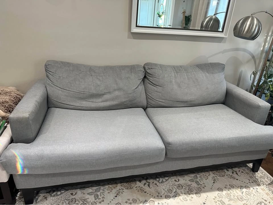 3 seater bricks fabric sofa - Smoke grey - photo 4