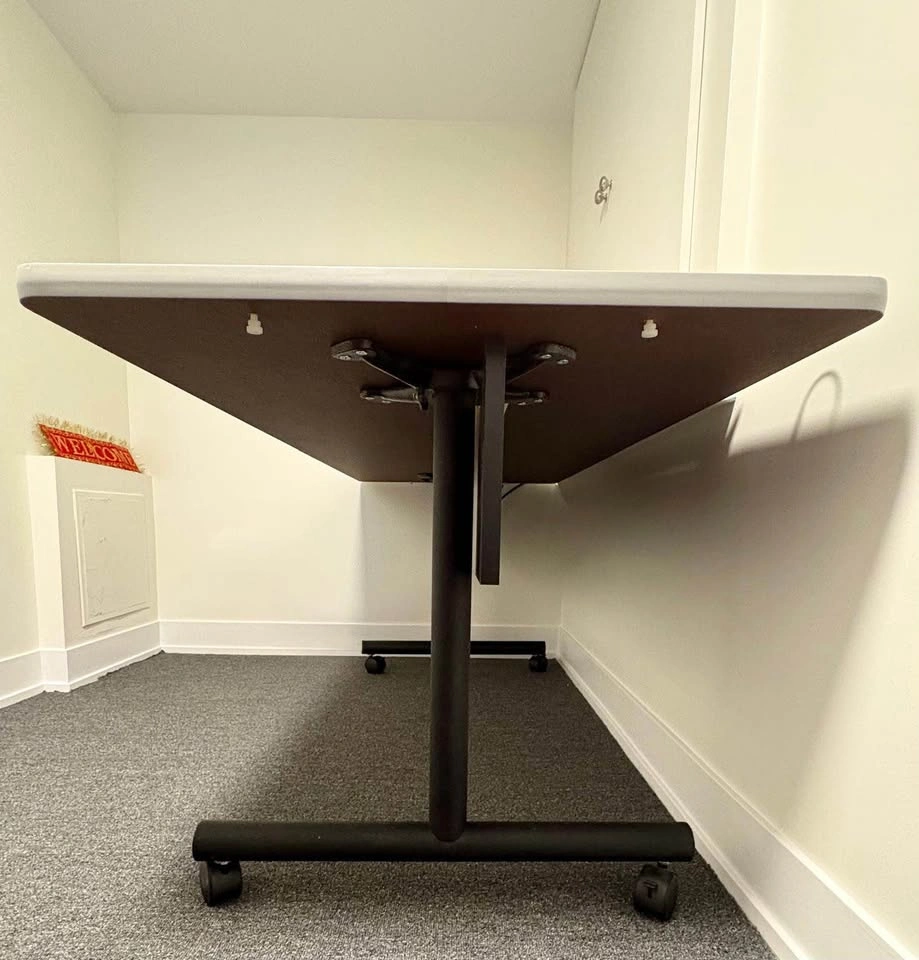 White Rectangular desk/ Table with Casters