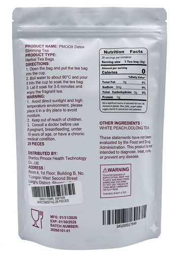 PMOOX Detox Slimming Tea – Peach Flavor (28 Tea Bags) - photo 3