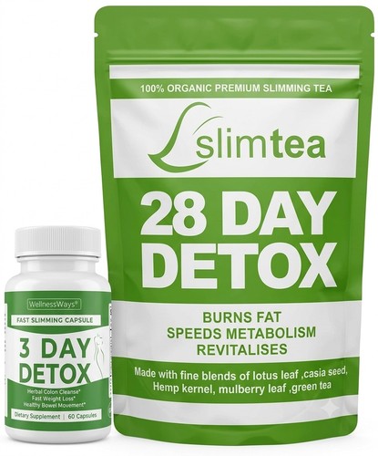 Slimtea 28 Day Detox Tea + WellnessWays 3 Day Capsule Bundle