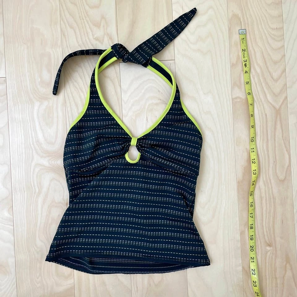 Black and Green Halter Tankini