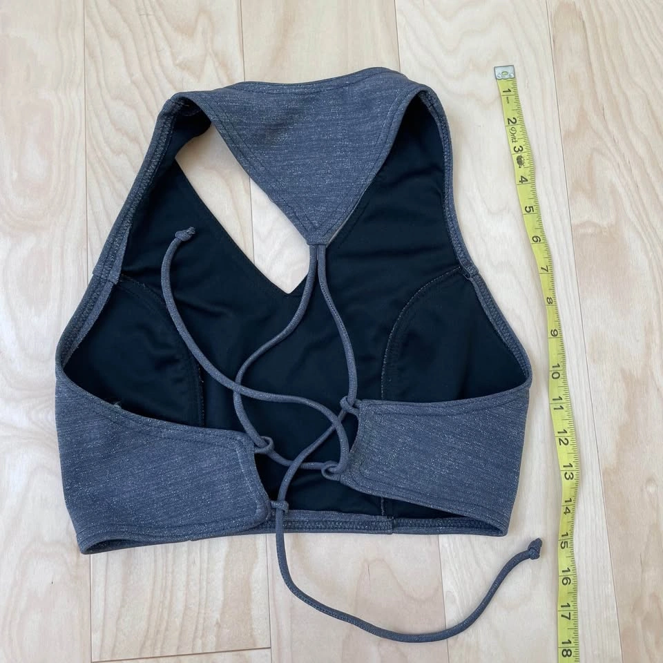 Grey Sparkly Laceup Back Crop Top - photo 2