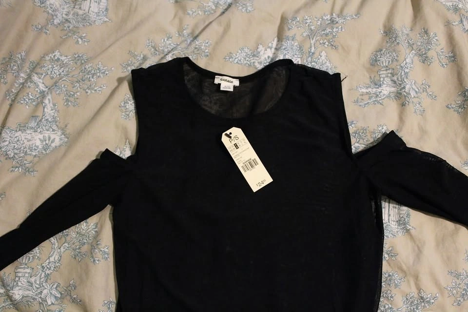 Long Sleeve Cold Shoulder Mesh Top - photo 2