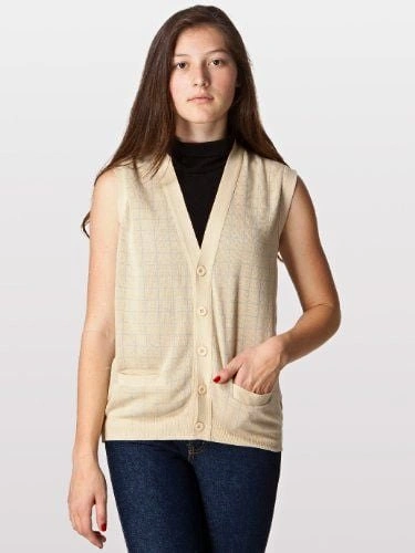 American Apparel AA Unisex Knit Long Grid Sweater Buttonup Vest