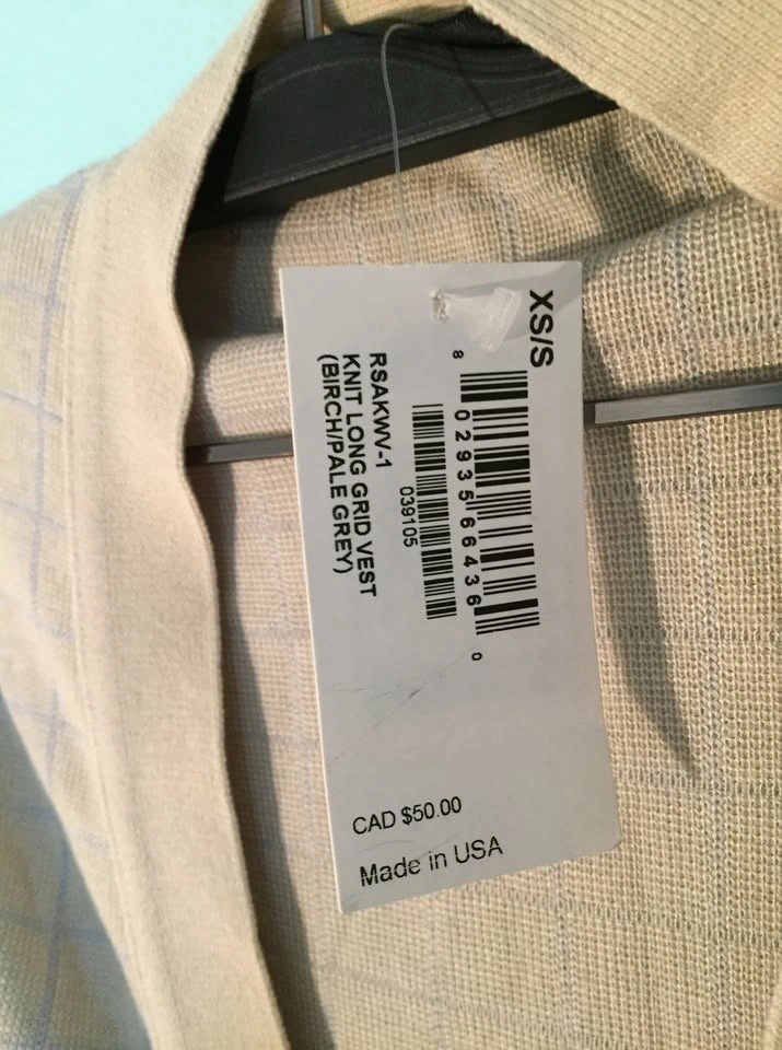 American Apparel AA Unisex Knit Long Grid Sweater Buttonup Vest - photo 4