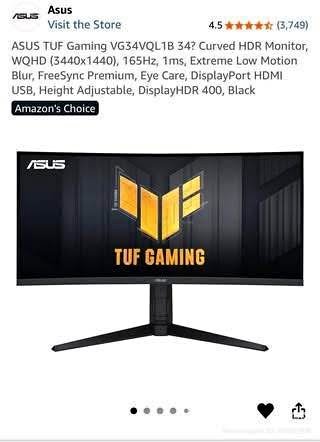 ASUS TUF 34" Curved HDR Gaming Monitor