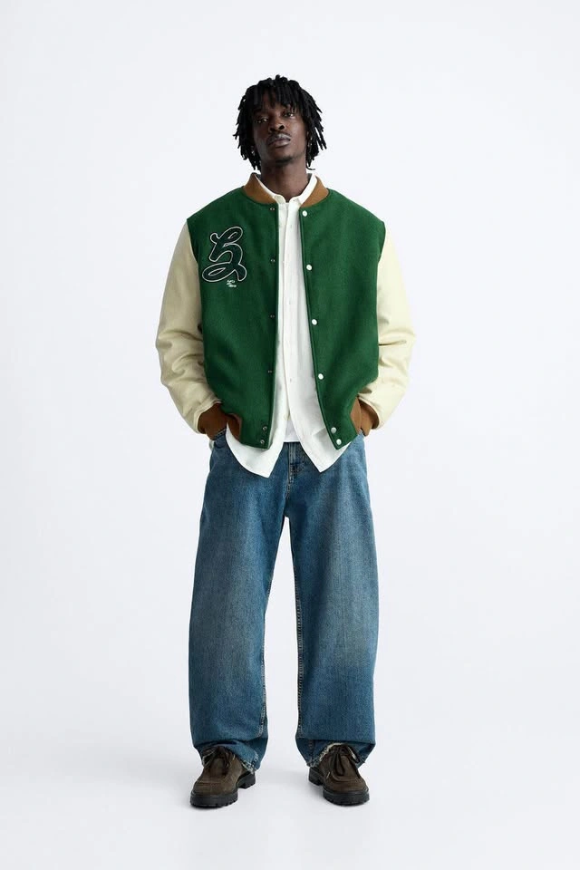 Zara Green Varsity Bomber Jacket - photo 3
