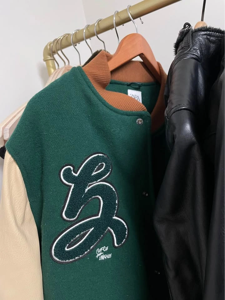 Zara Green Varsity Bomber Jacket - photo 4