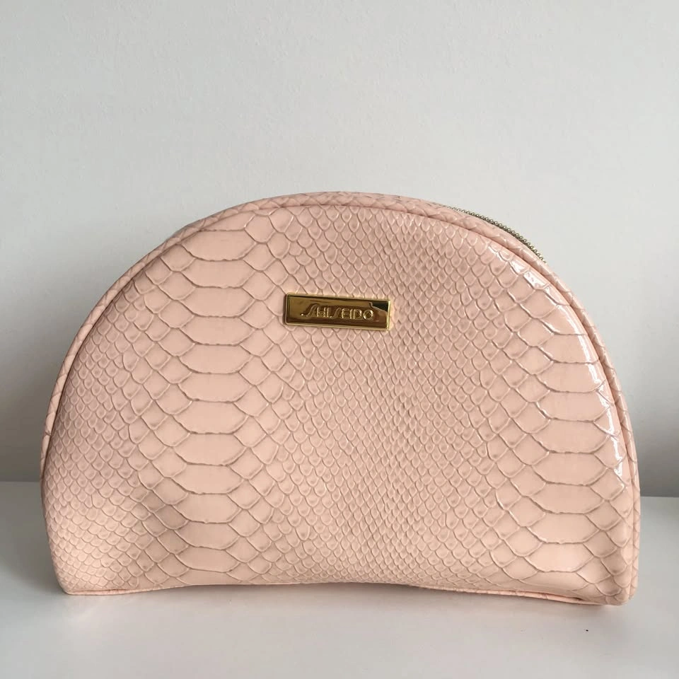 Light Pink Reptile Skin Shiseido Makeup Bag