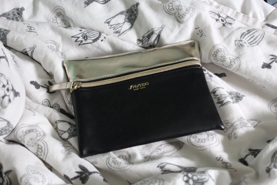 Two Tone Gold Black Makeup Bag
