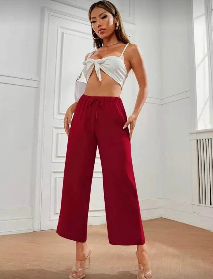 Red Wide-Leg Drawstring Trousers - photo 2