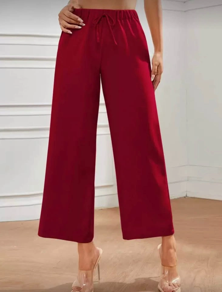 Red Wide-Leg Drawstring Trousers - photo 3