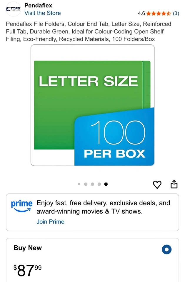 100pcs End Tab File Folders