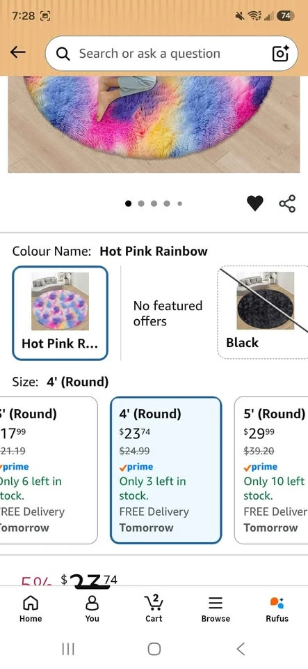 Fluffy Rainbow Round Rug - photo 4