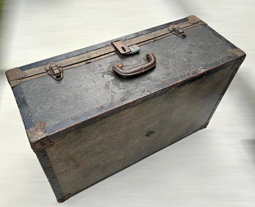 Vintage 1953 Metal Bound Soldier Storage Trunk