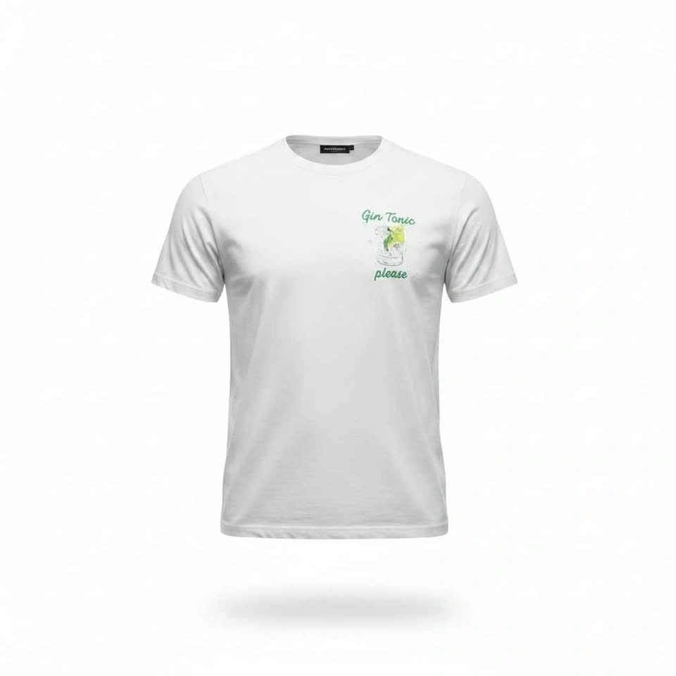 White Cotton Graphic T-Shirts - Spritz & Gin Tonic Designs - photo 2