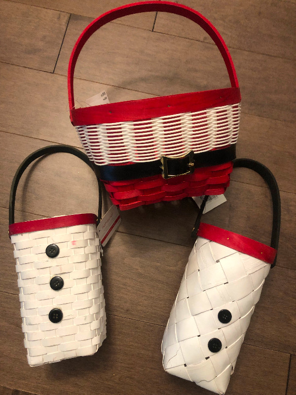 3 Christmas Gift Baskets Present Snowman Santa Decorations BNWT