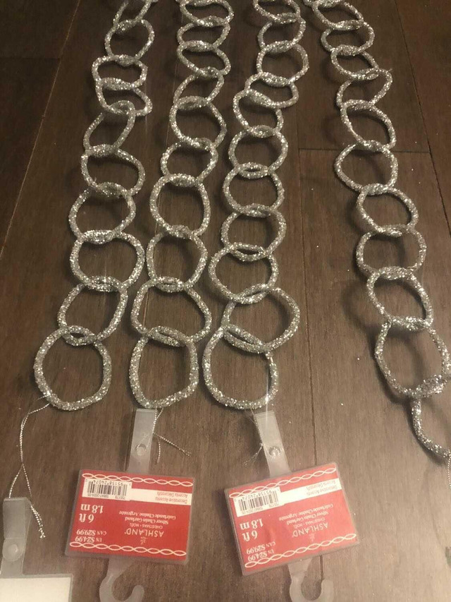 4 Garlands Silver Chain Glitter Decoration Party BNWT