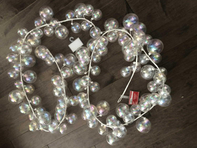 2 Garlands Ornament Clear Bubbles Shiny Rainbow Decoration Party