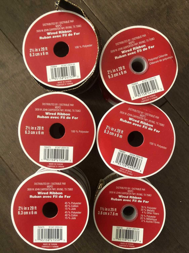 6x Wired Ribbon Bow Red White Green Gold BNWT - photo 4