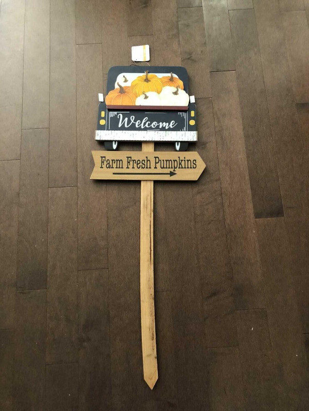 Garden Sign Welcome Pumpkin Car Fall Autumn Harvest BNWT