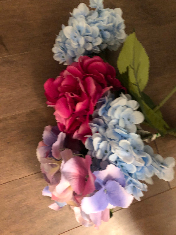 4 Hydrangeas Pink Blue Purple Permanent Flower Decoration BNWT - photo 2