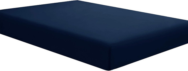 2 Fitted Sheet Twin Size, Brushed Microfibre Navy Blue