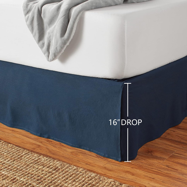 2 Pleated Bed Skirts Twin Size Navy Blue