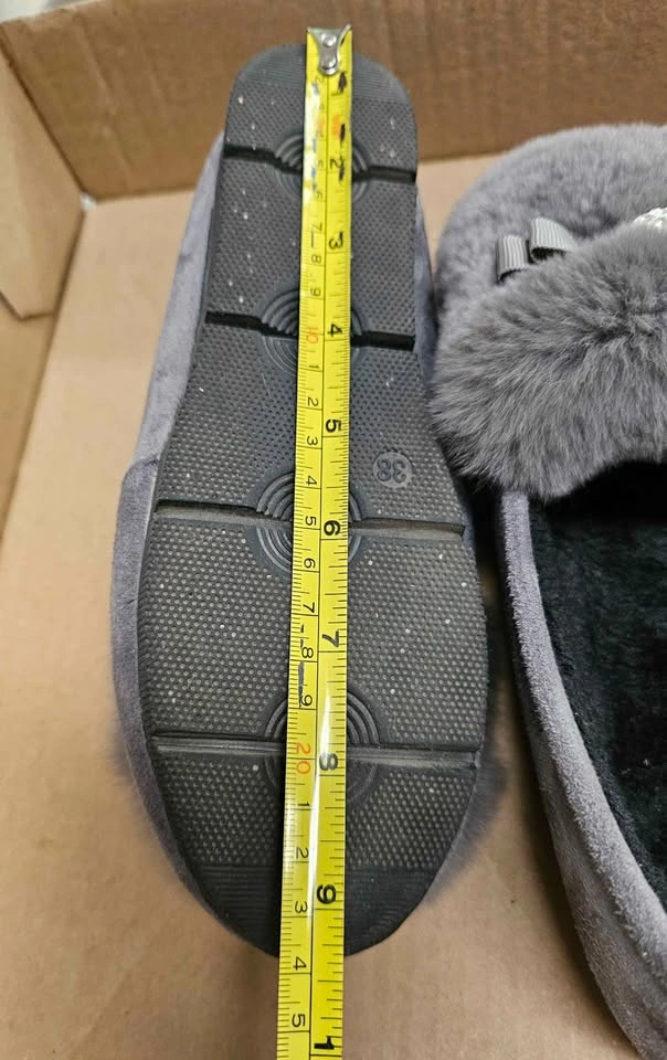 New Cozy Grey Faux Fur Fleece Lined Slip-On Loafers Moccasins - photo 4
