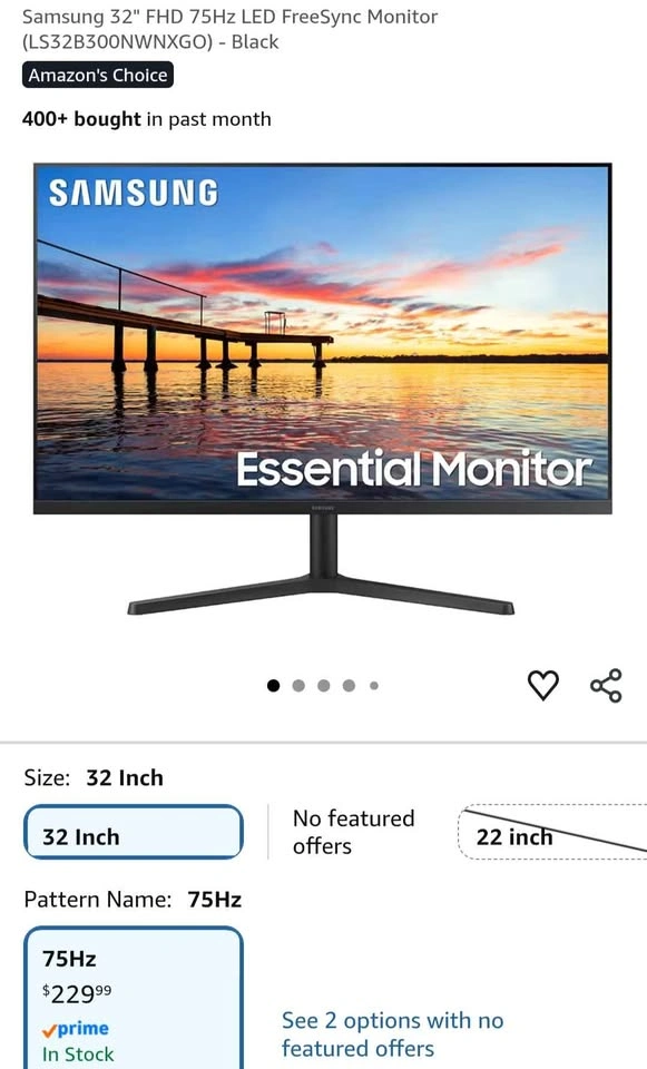Samsung 32" FHD 75Hz LED FreeSync Monitor (LS32B300NWNXGO) - photo 4