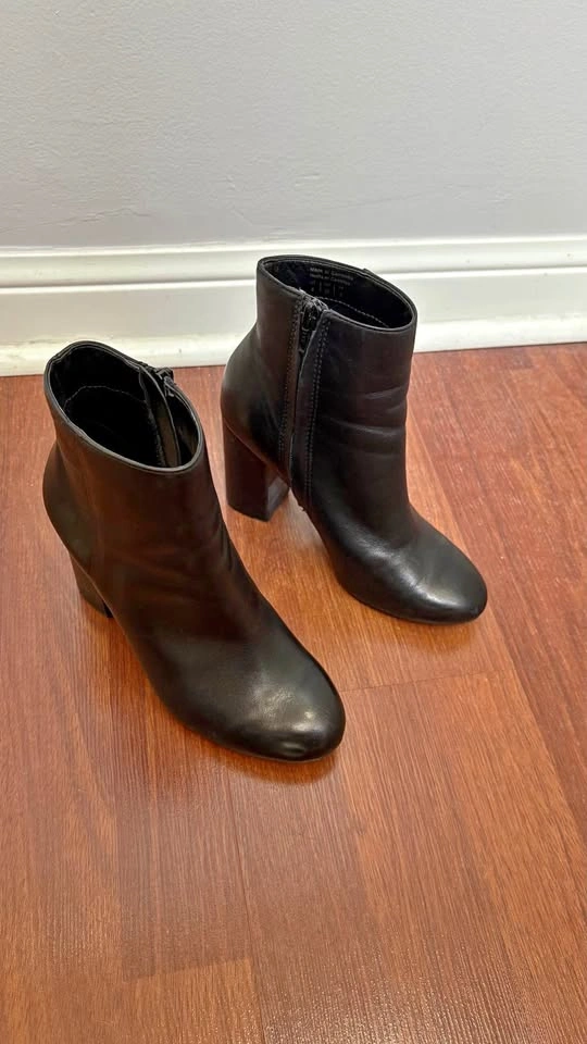 ALDO Black Leather Ankle Boots